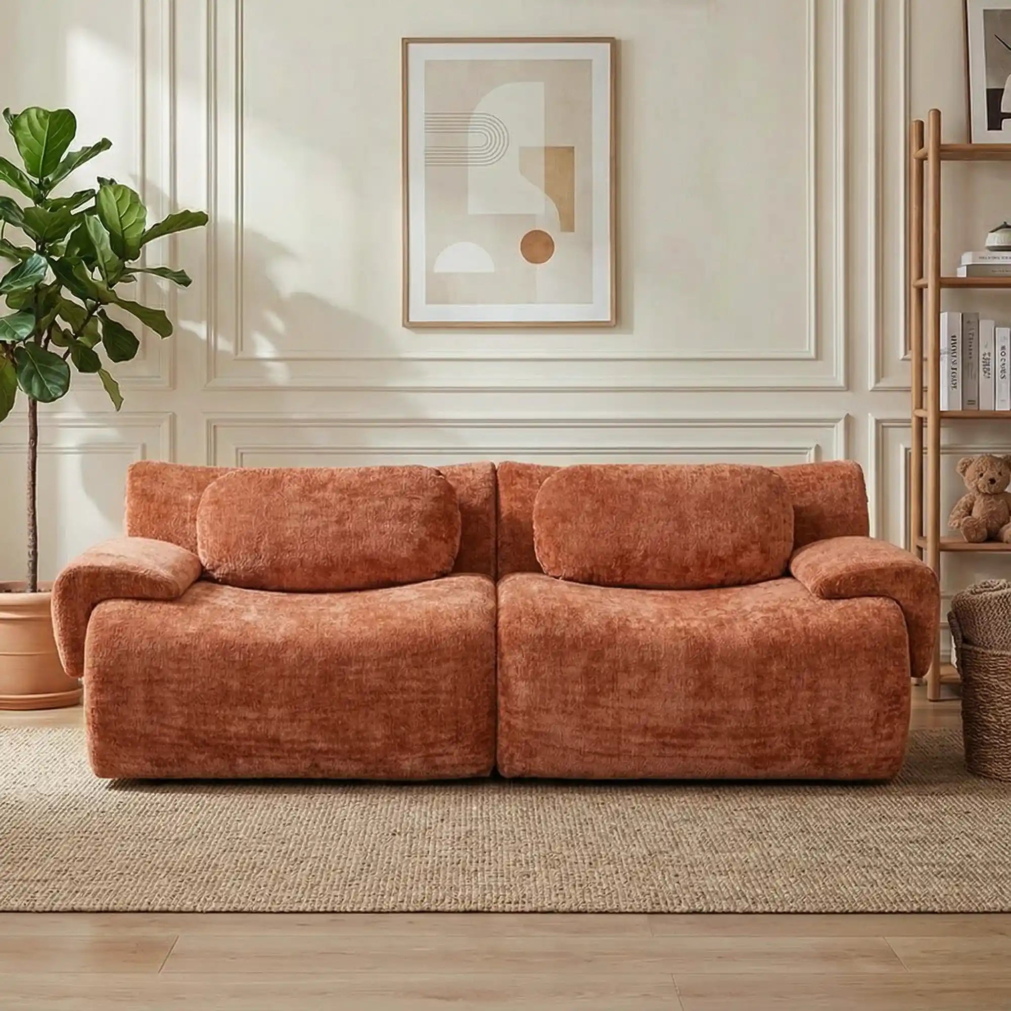 Nephele Wave-Shaped Compressed Sectional Sofa