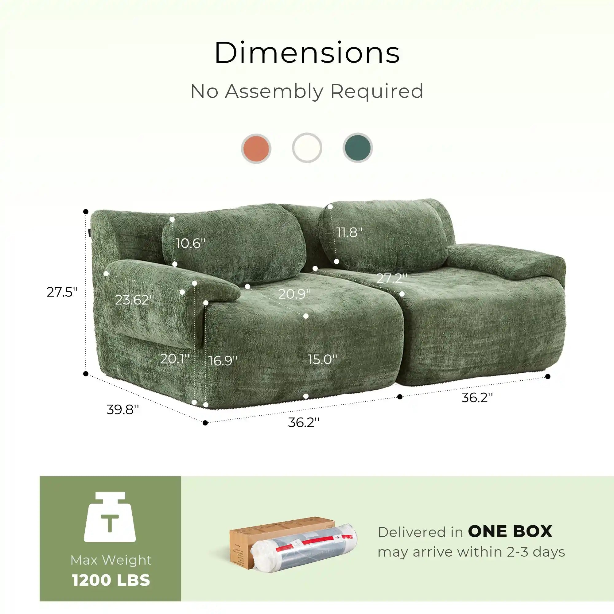 Nephele Wave-Shaped Compressed Sectional Sofa