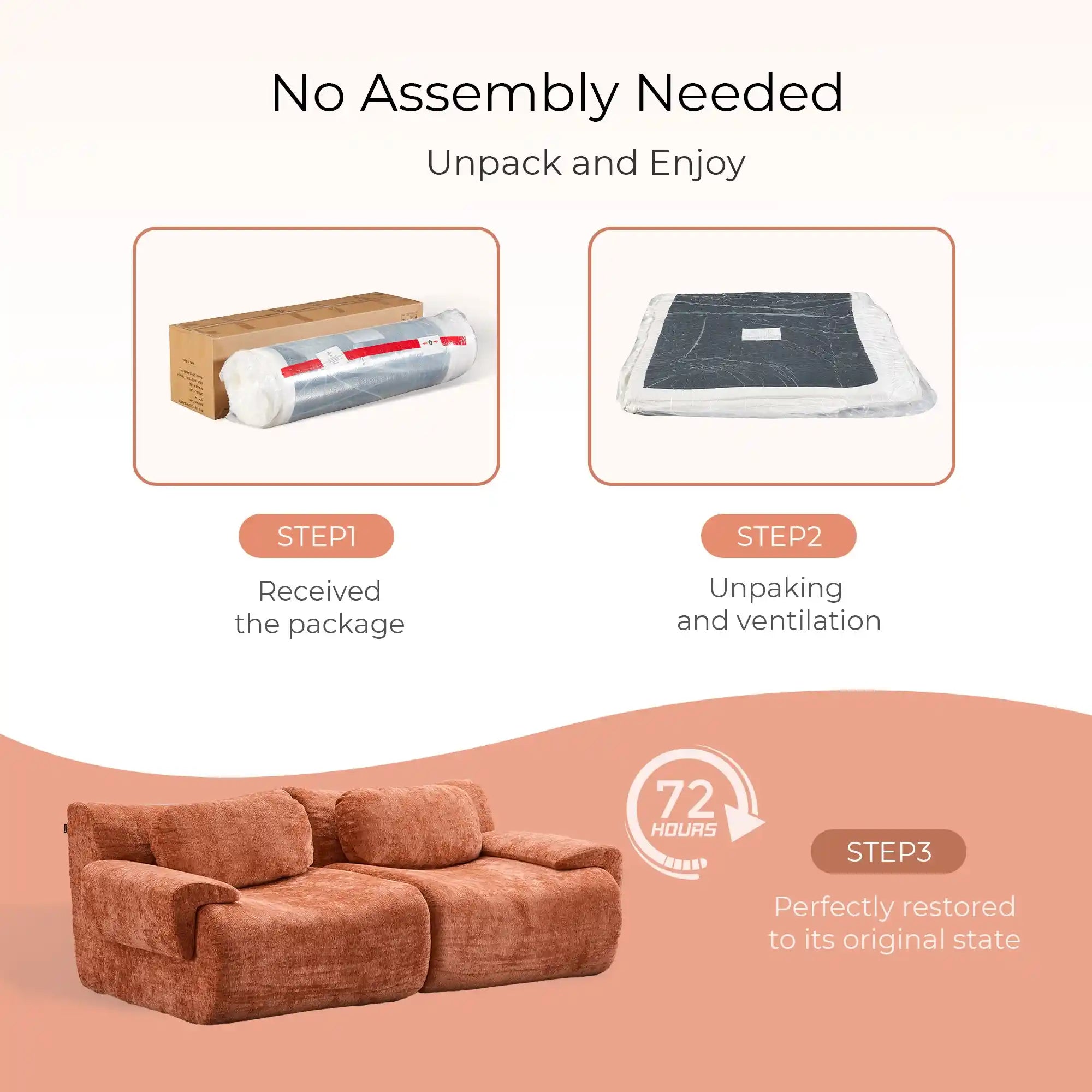 Nephele Wave-Shaped Compressed Sectional Sofa