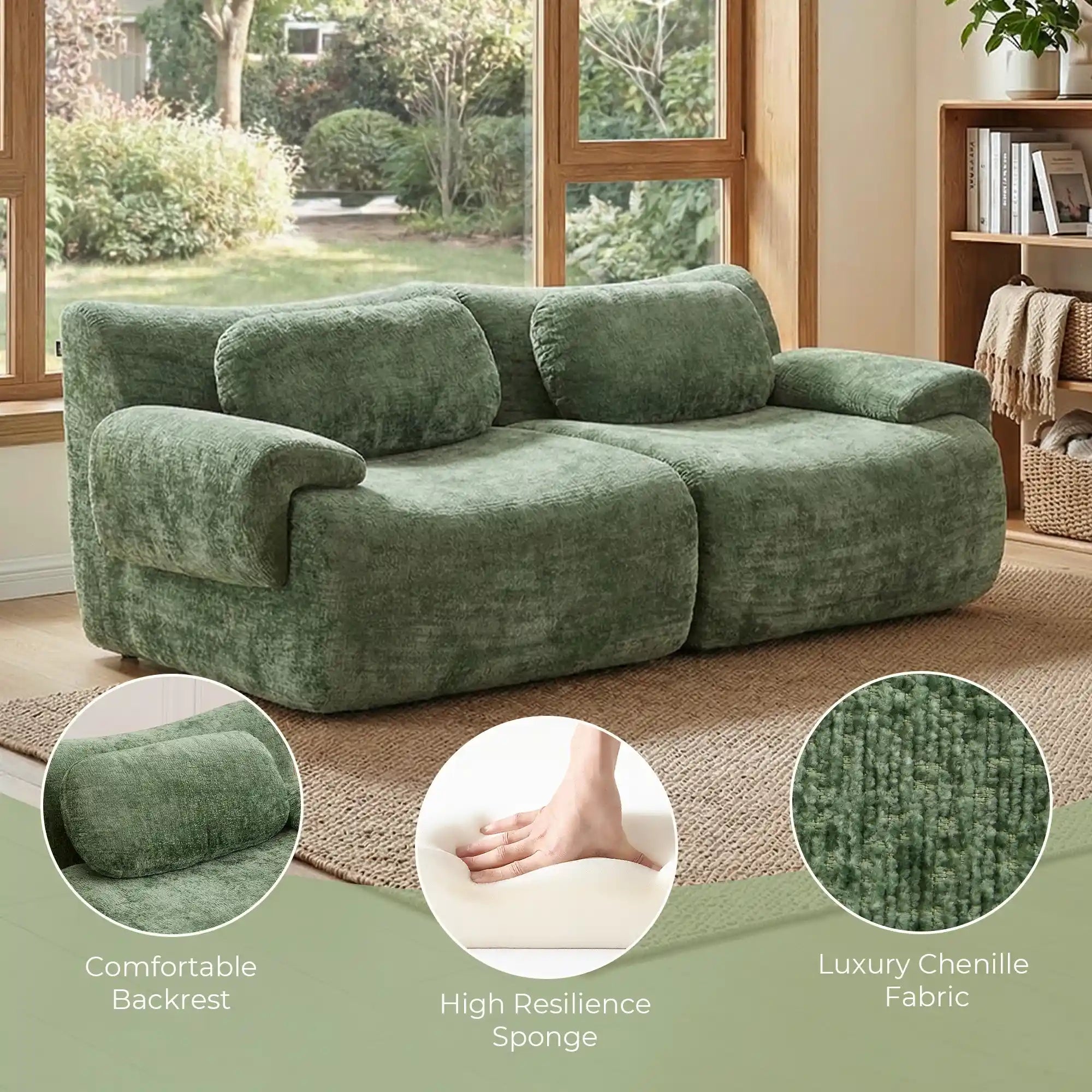 Nephele Wave-Shaped Compressed Sectional Sofa