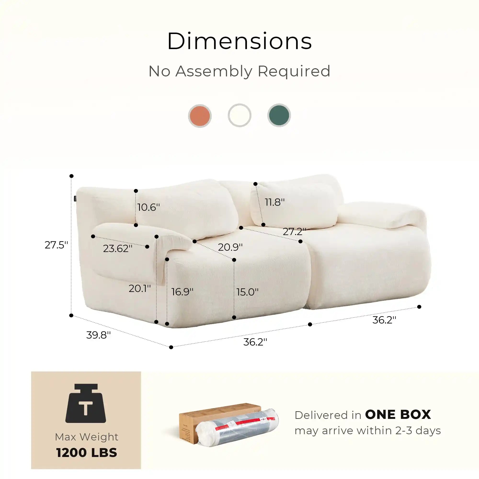 Nephele Wave-Shaped Compressed Sectional Sofa