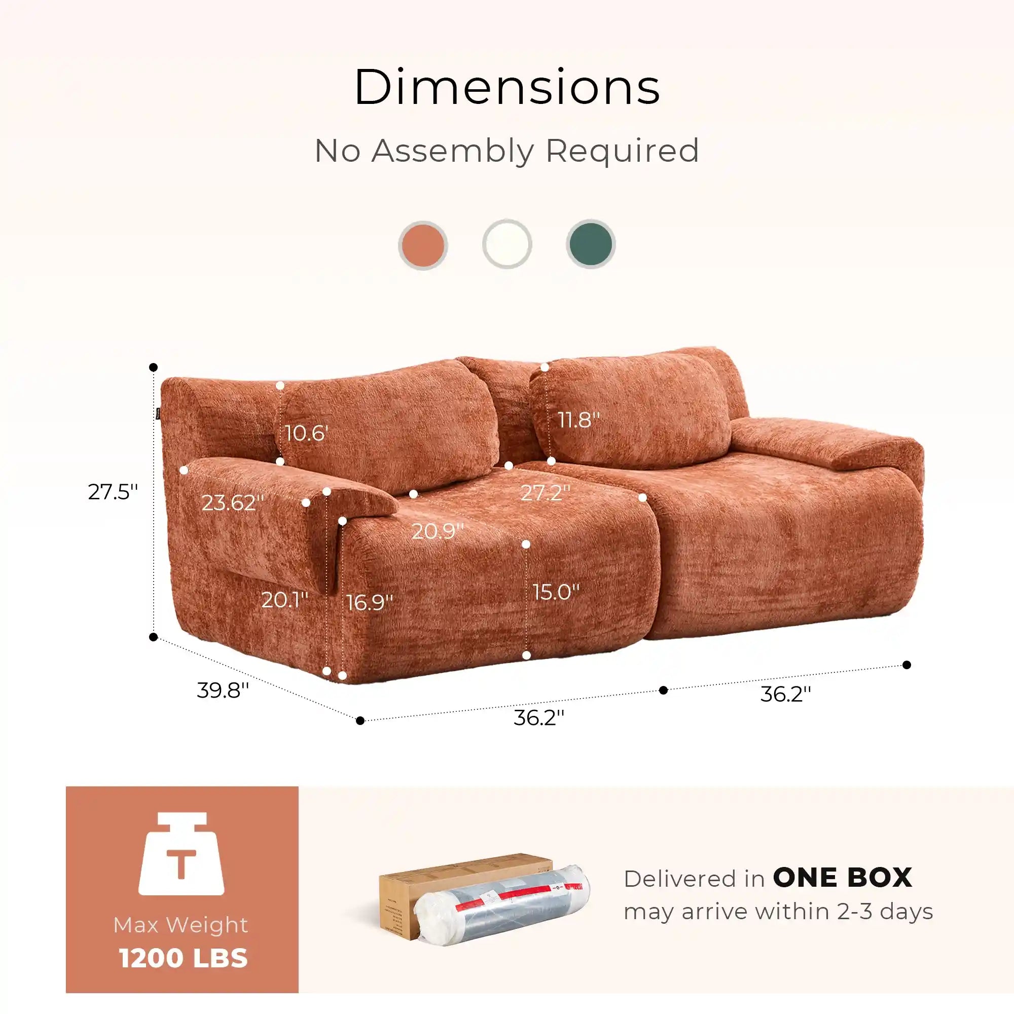 Nephele Wave-Shaped Compressed Sectional Sofa