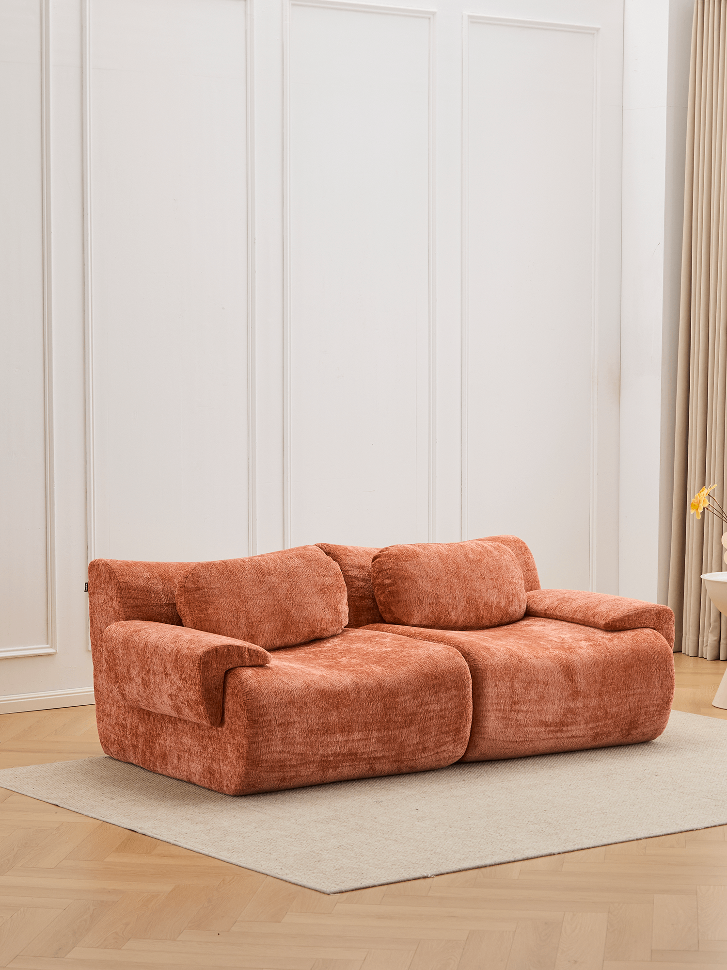 Nephele Wave-Shaped Compressed Sectional Sofa