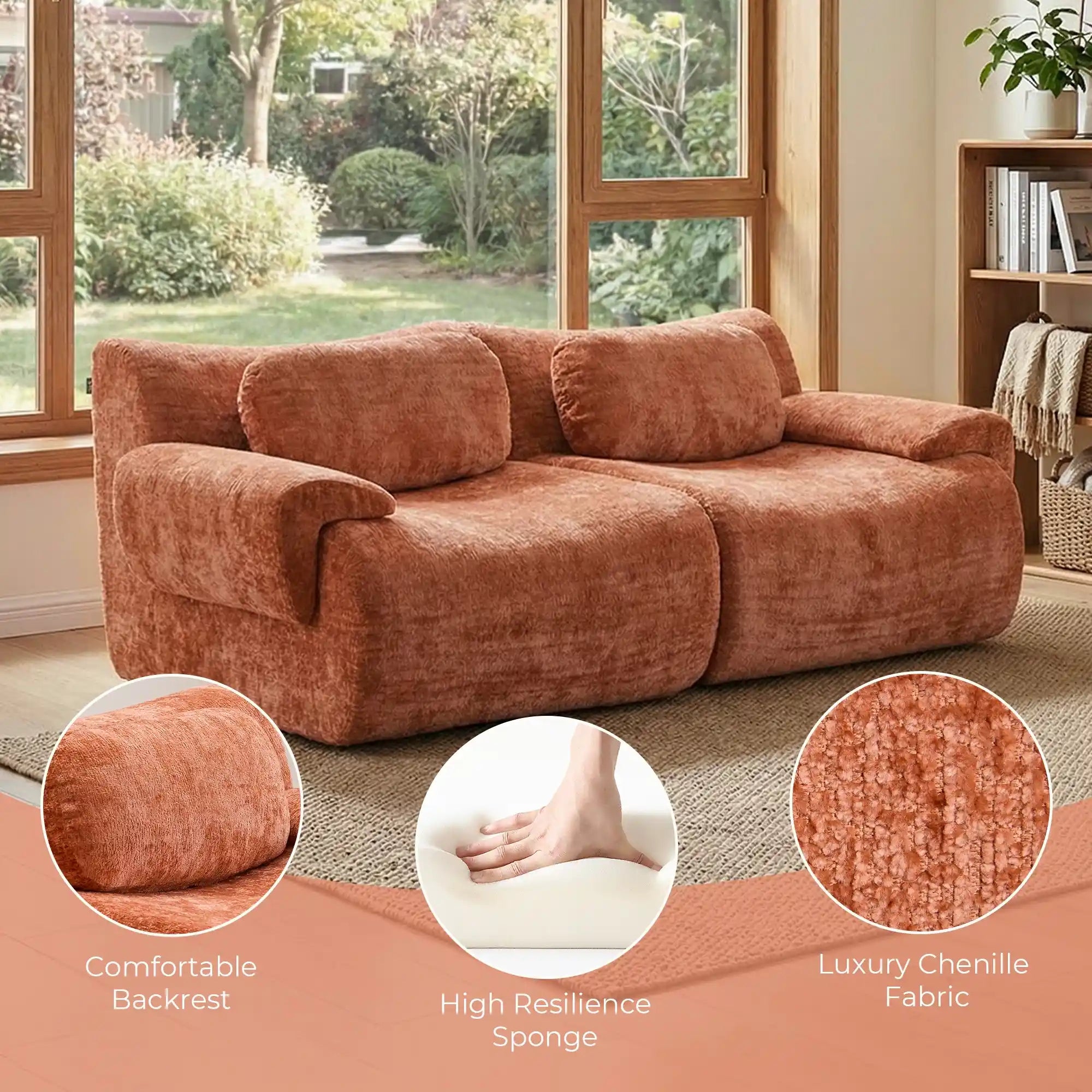Nephele Wave-Shaped Compressed Sectional Sofa