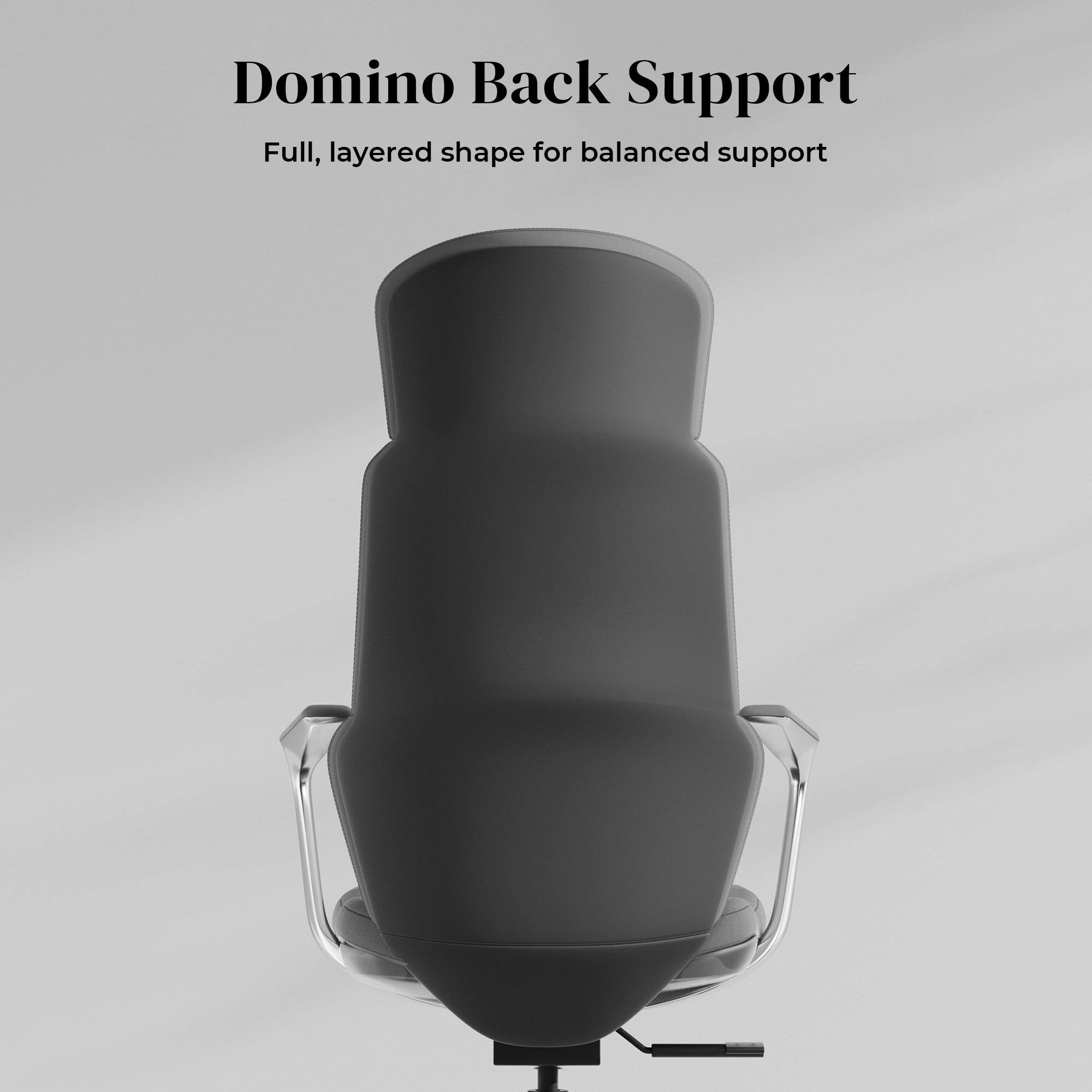 Dark leather swivel office chair with tall backrest and padded arm supports
