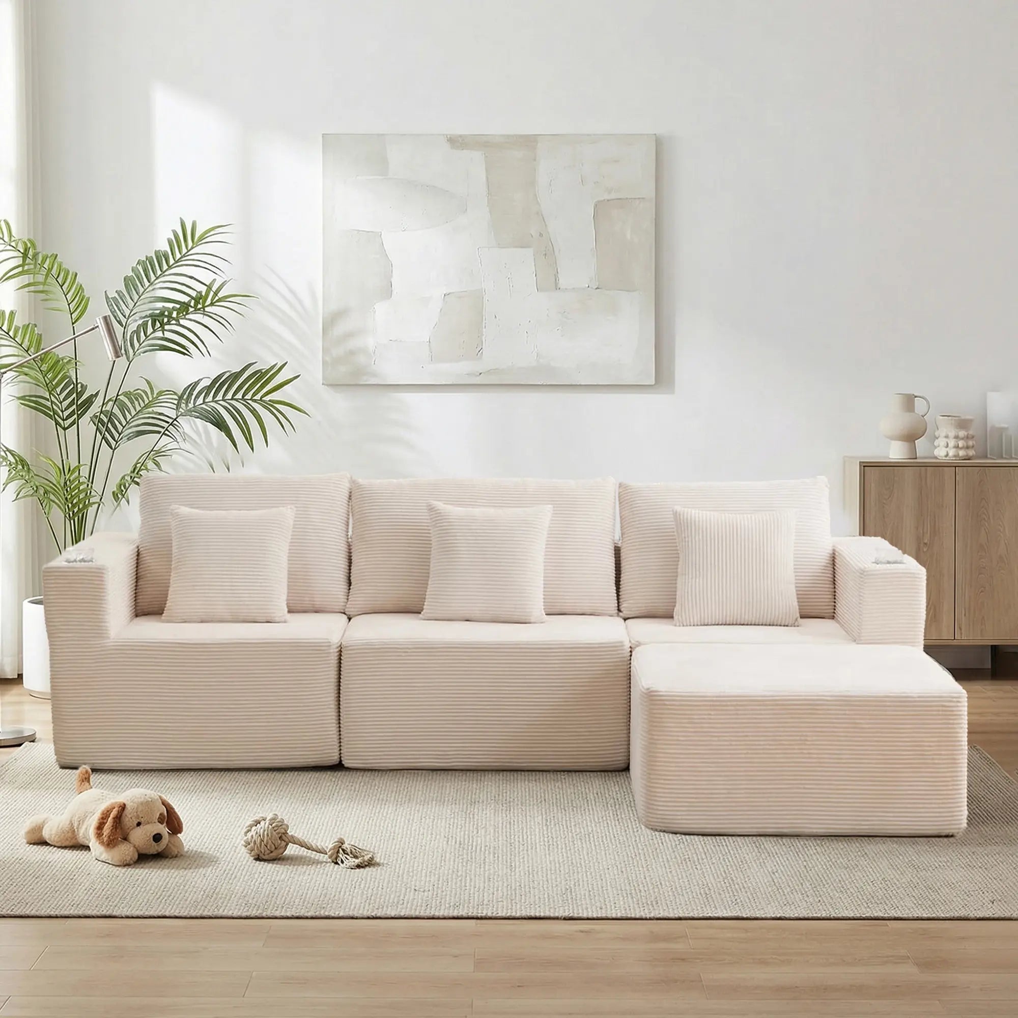 Hestia Compressed Modular Sofa with Cup Holders & Storage