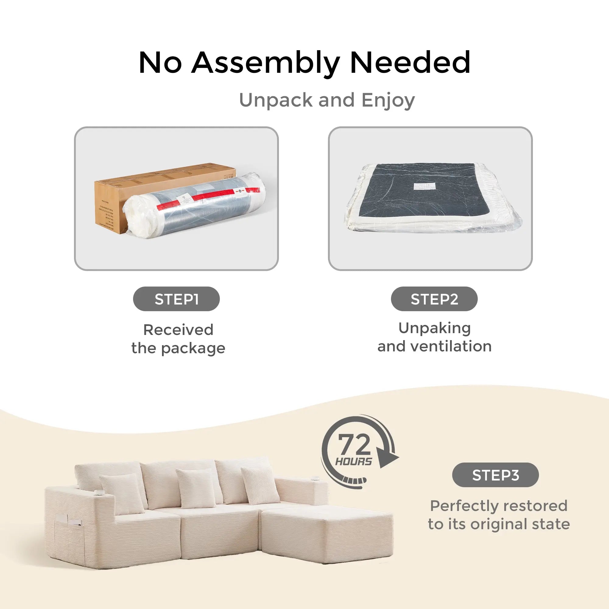 Hestia Compressed Modular Sofa with Cup Holders & Storage
