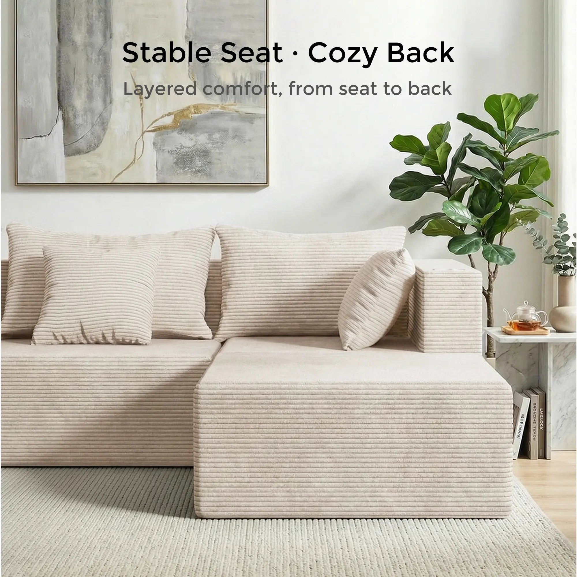 Hestia Compressed Modular Sofa with Cup Holders & Storage
