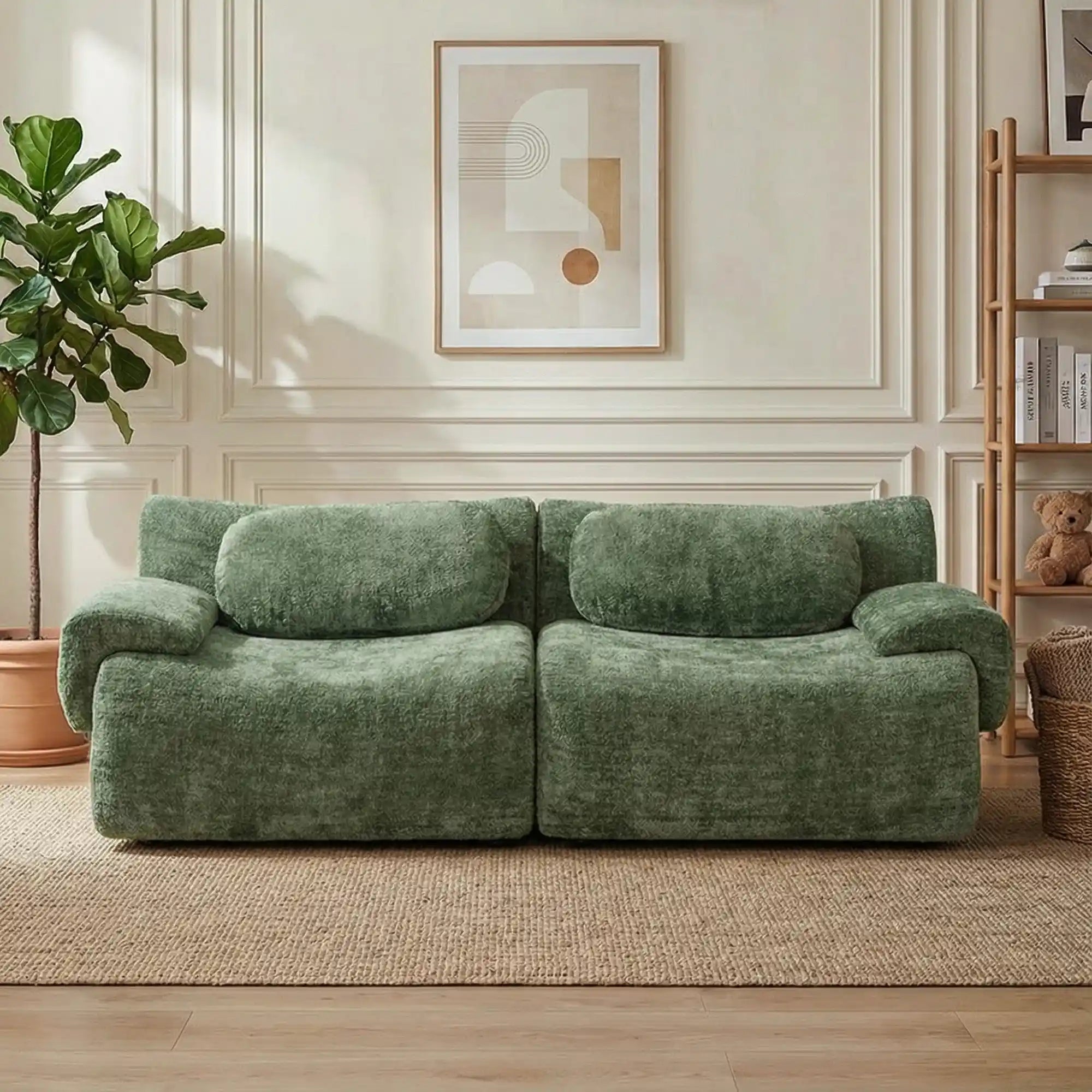 Nephele Wave-Shaped Compressed Sectional Sofa
