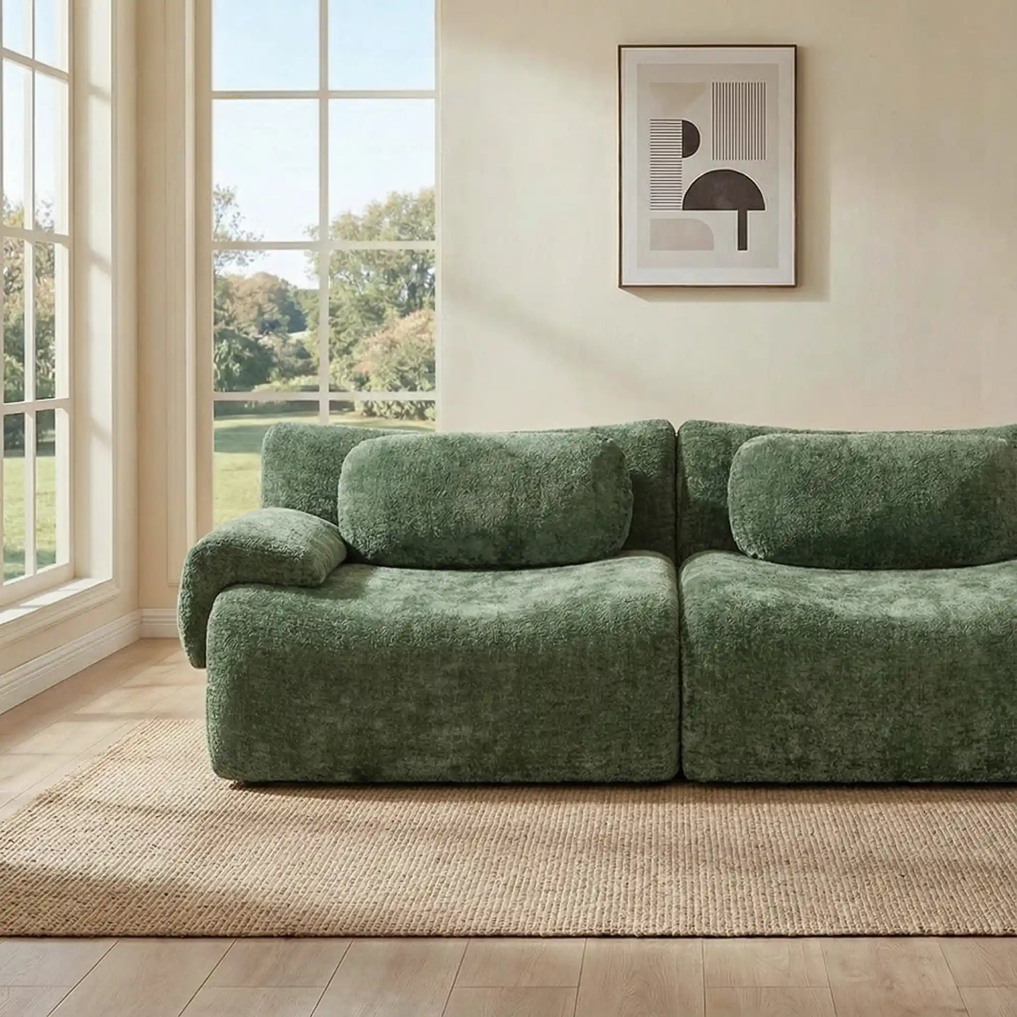 Nephele Wave-Shaped Compressed Sectional Sofa