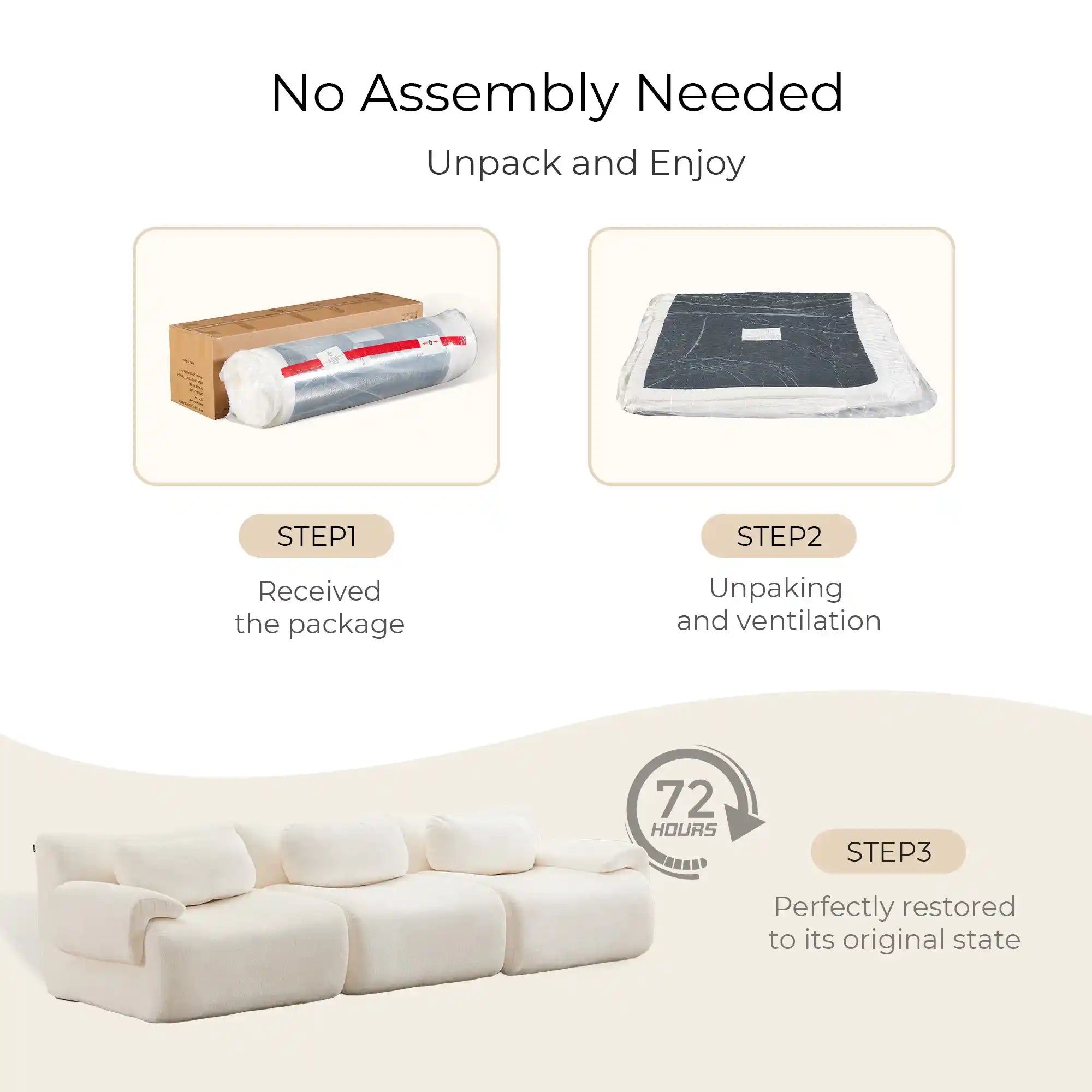 Nephele Wave-Shaped Compressed Sectional Sofa