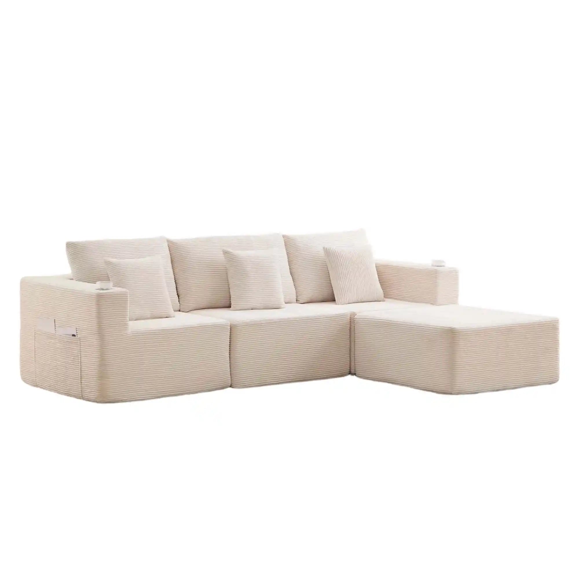 Hestia Compressed Modular Sofa with Cup Holders & Storage