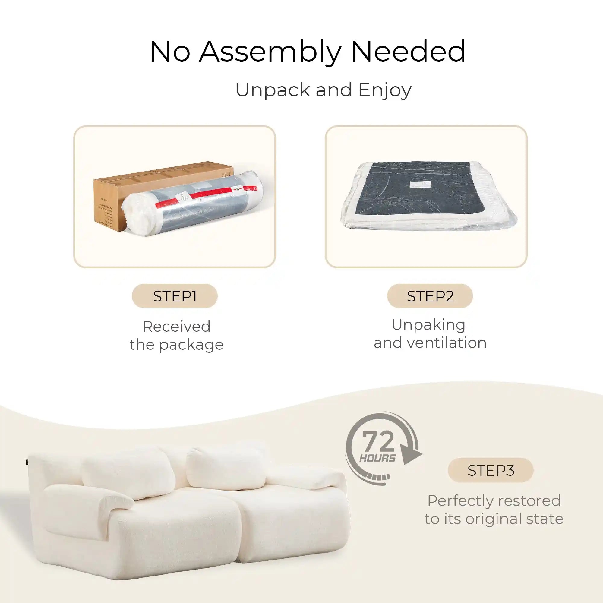 Nephele Wave-Shaped Compressed Sectional Sofa