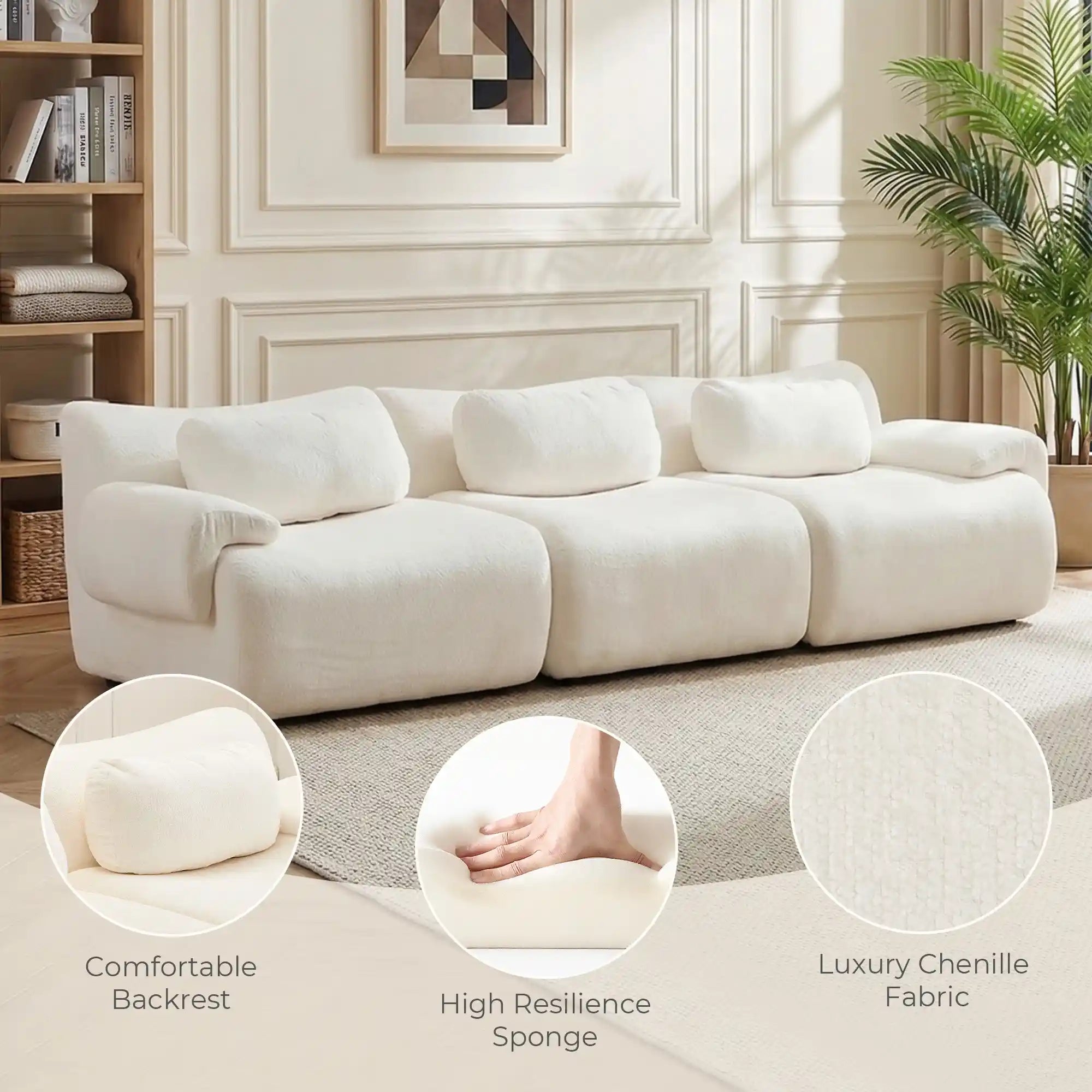 Nephele Wave-Shaped Compressed Sectional Sofa