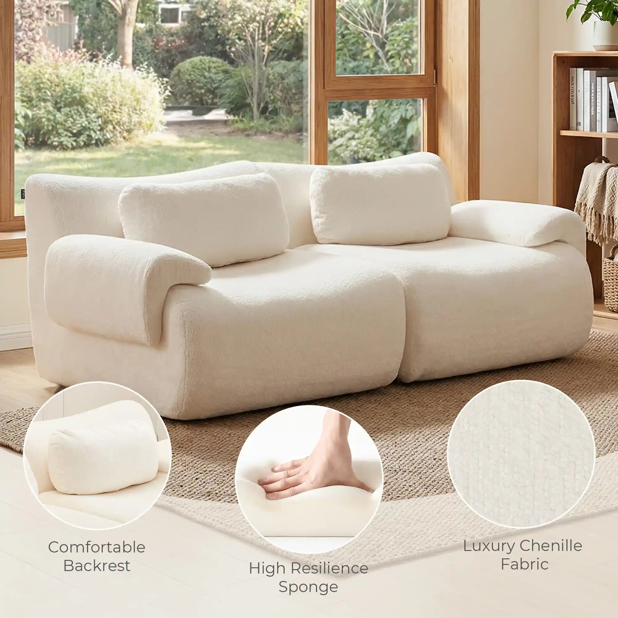 Nephele Wave-Shaped Compressed Sectional Sofa