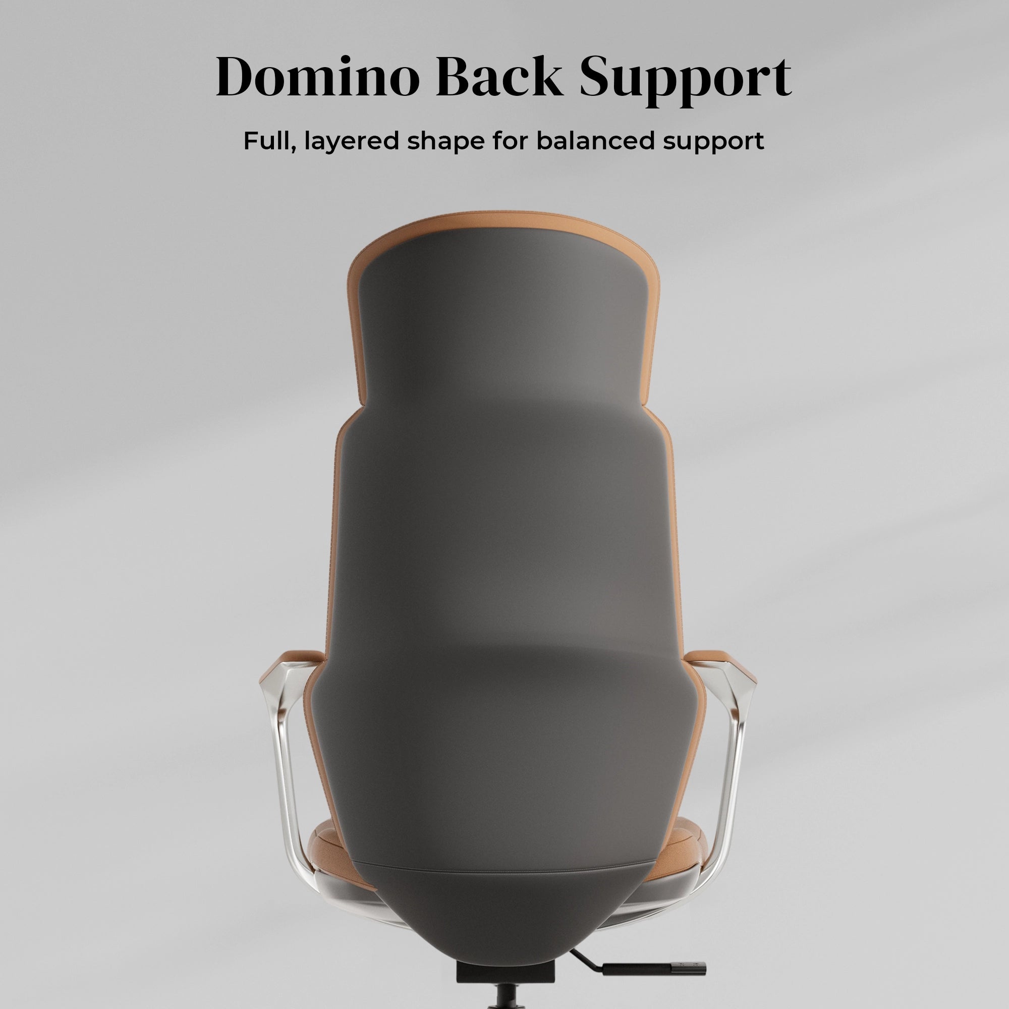 Dark leather swivel office chair with tall backrest and padded armrests